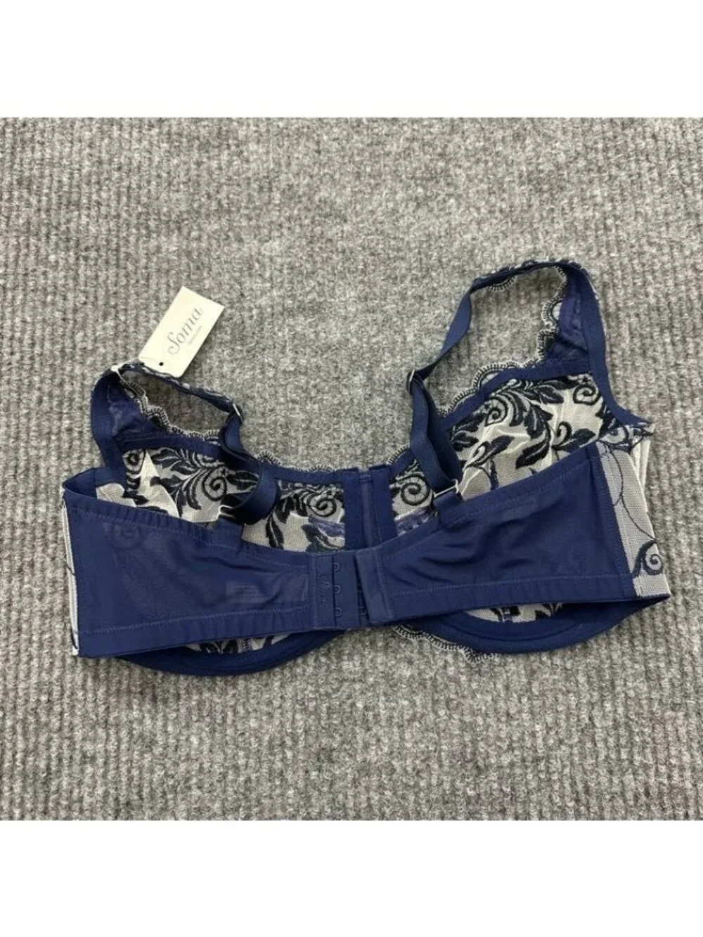 Soma Sensuous Lace Unlined Navy Light Nude Bra Underwire Sexy Womens Sz 36D NEW